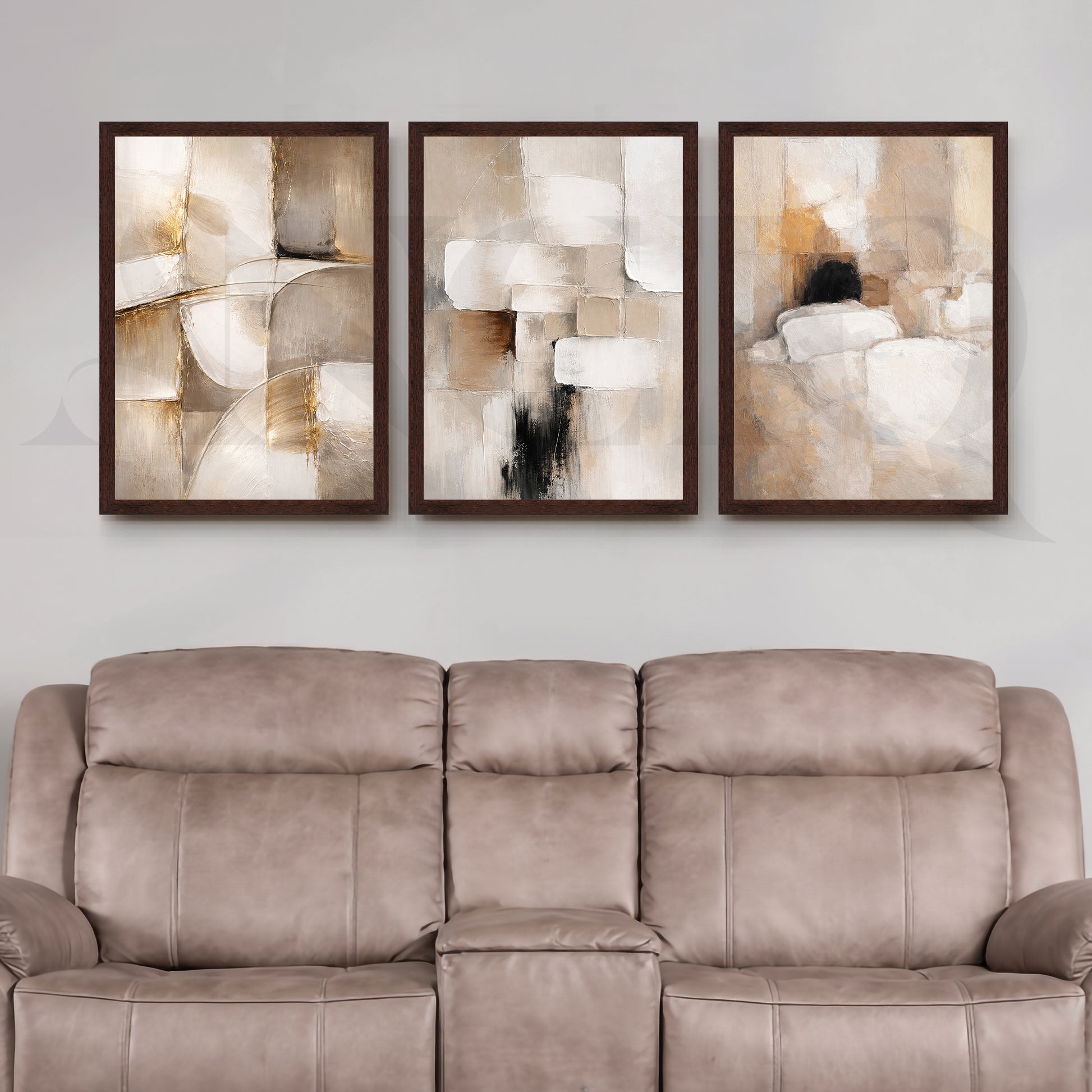 Earthy Textured Abstraction Gallery Wall – Set of 3 Contemporary Artworks - 18 x 24 Inches for Living Room