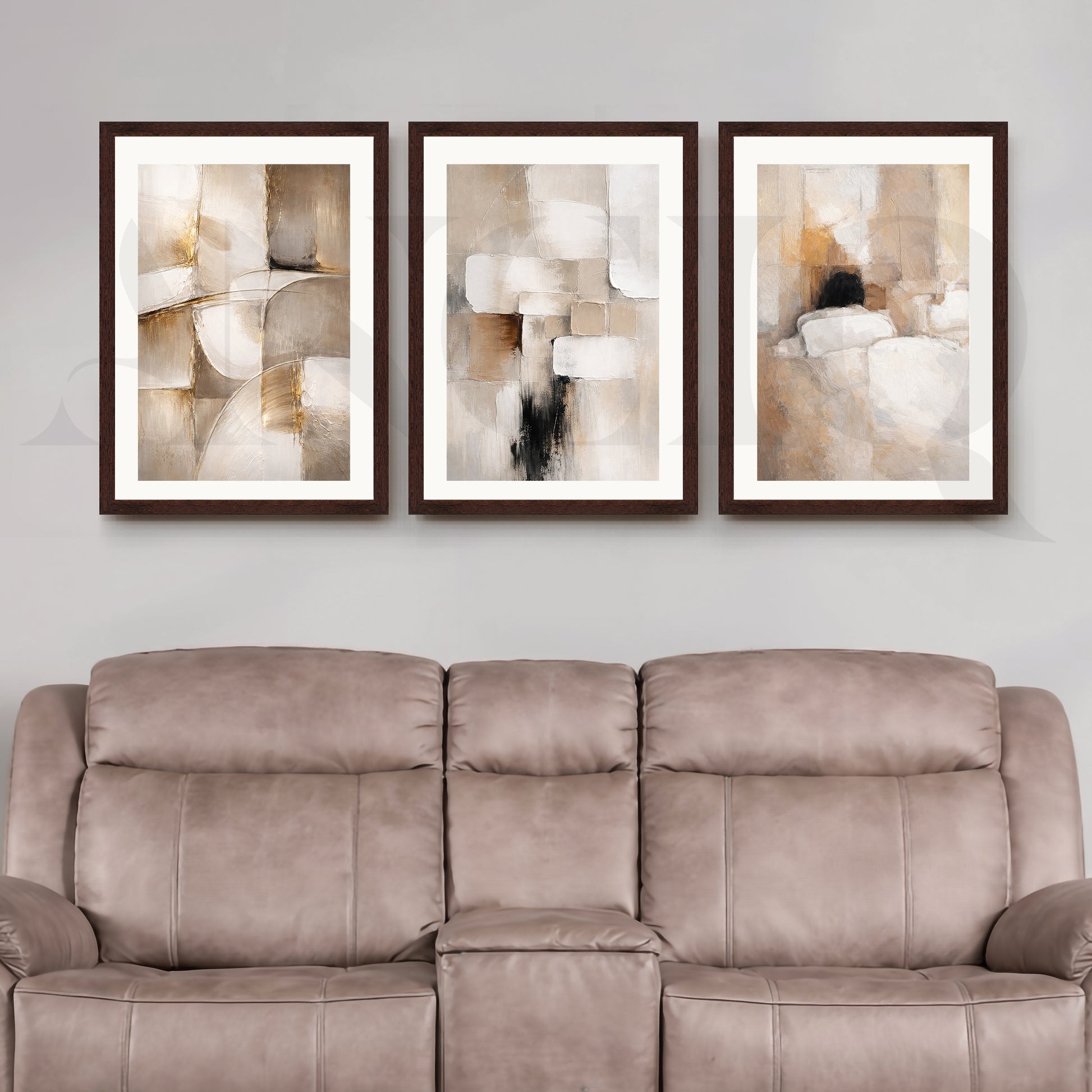 Earthy Textured Abstraction Gallery Wall – Set of 3 Contemporary Artworks - 18 x 24 Inches for Living Room