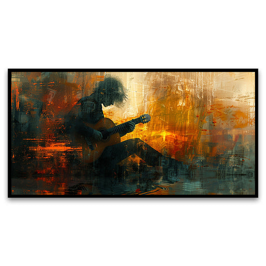 Evocative digital artwork capturing moment musician composes new piece Canvas Wall Painting for Living Room, Bedroom, Office.