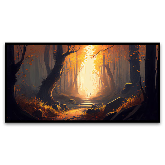 Autumn forest acrylic painting spooky mystery dusk Wall Painting for Living Room, Bedroom, Office.