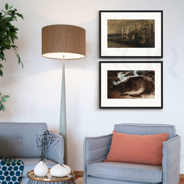 Earthy Expressions – Sepia Abstract Gallery Wall Art Set of 2