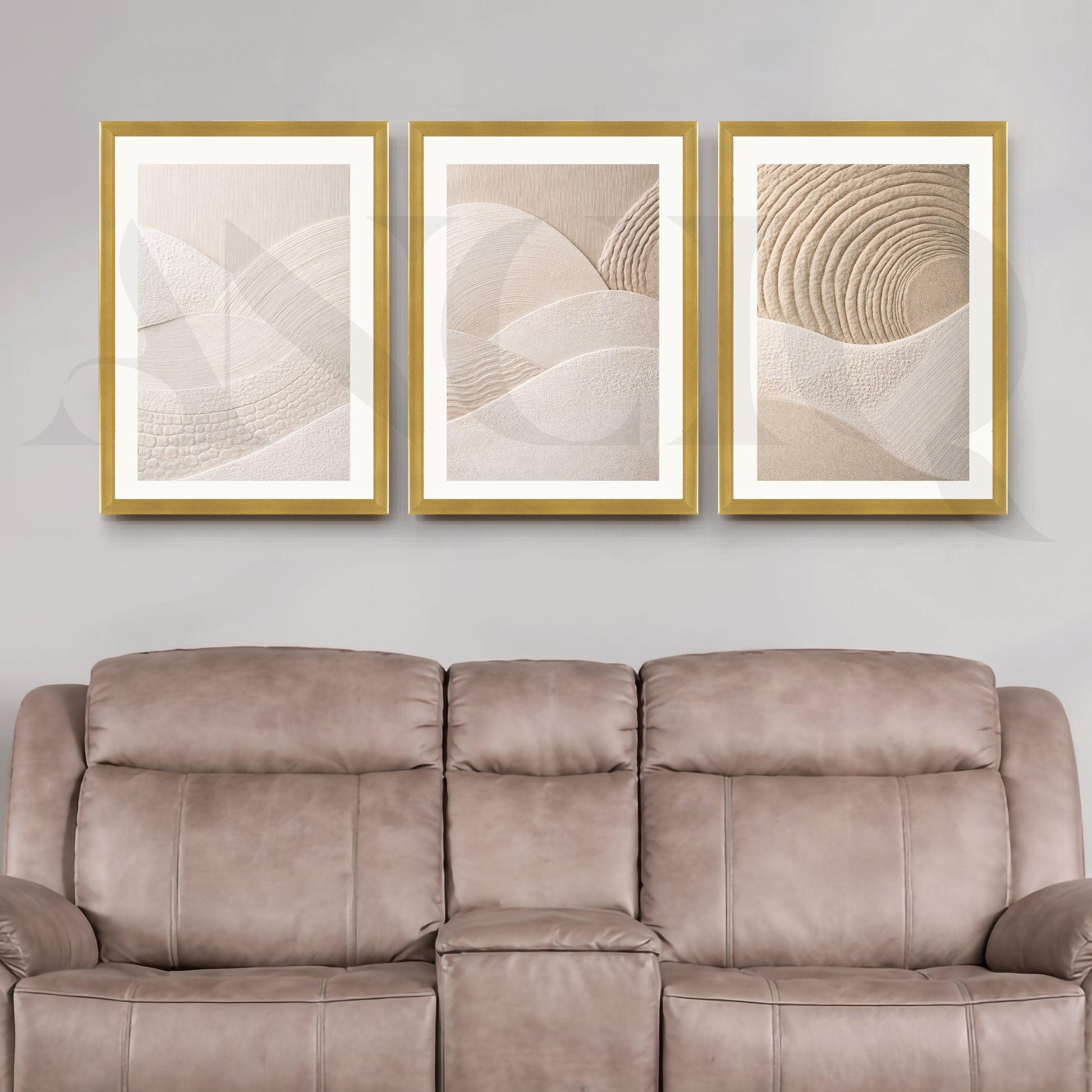 Neutral Textured Abstract Terrain Gallery Wall – Set of 3 Minimal Artworks - 18 x 24 Inches for Living Room