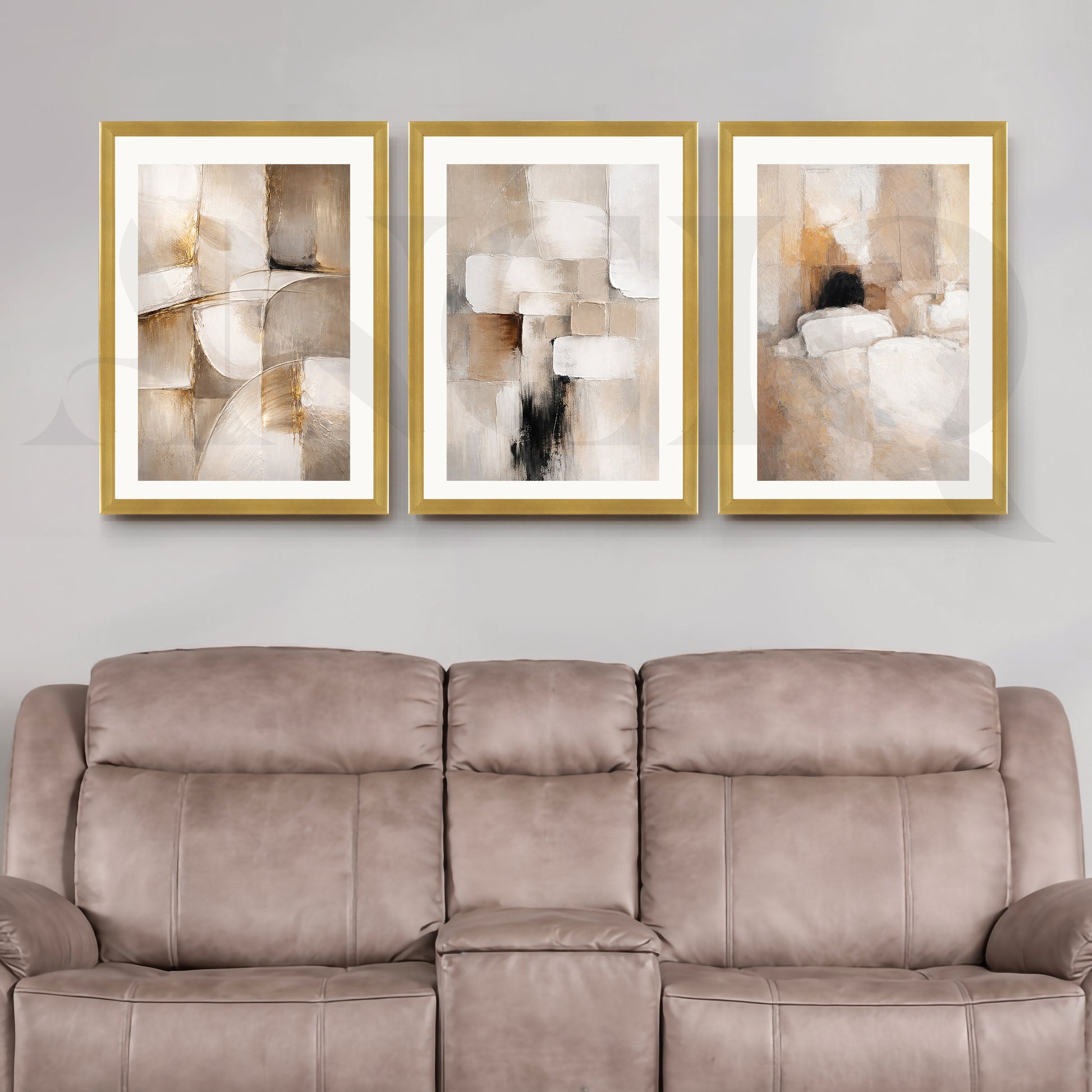 Earthy Textured Abstraction Gallery Wall – Set of 3 Contemporary Artworks - 18 x 24 Inches for Living Room