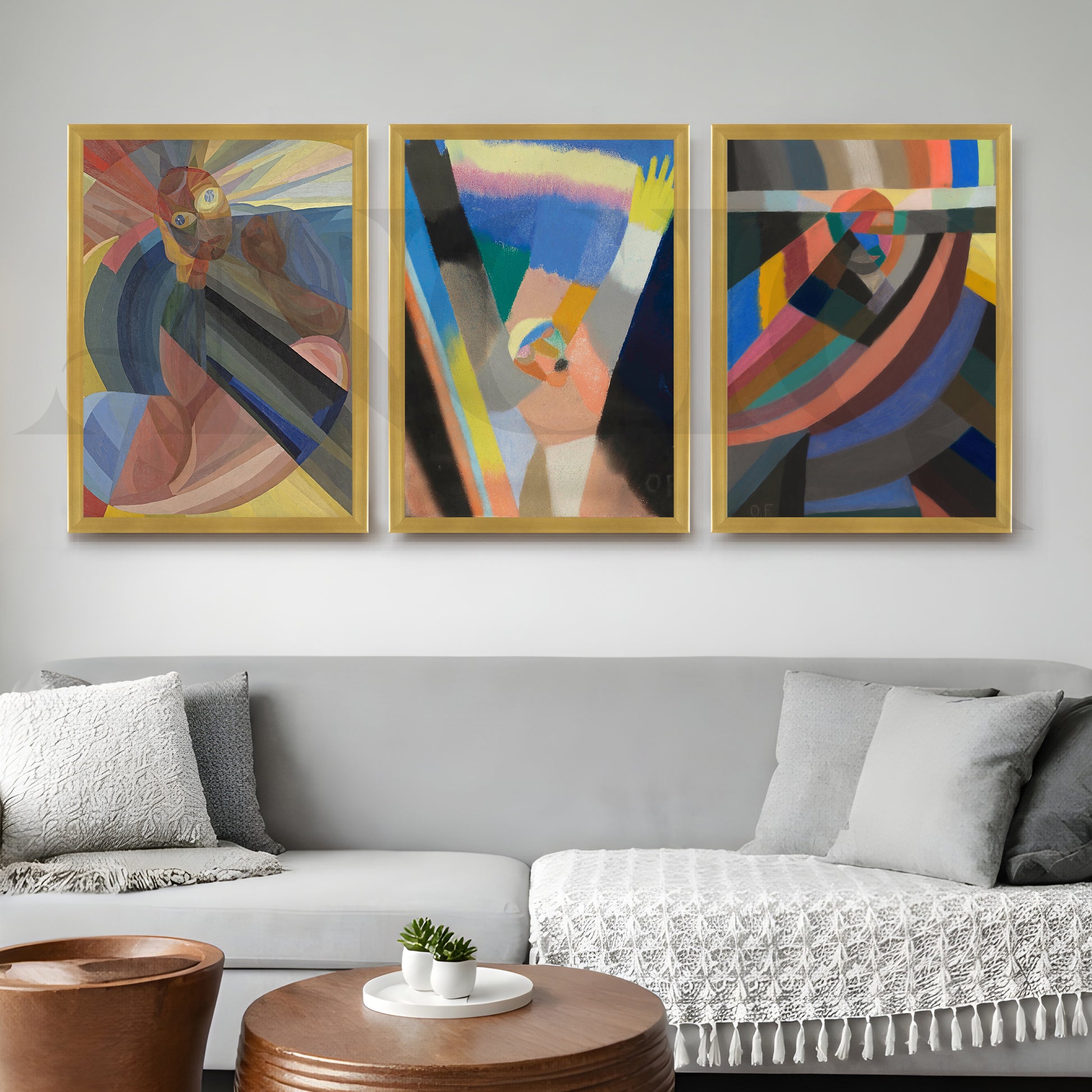 Color Spectrum Abstract Gallery Wall – Set of 3 Expressionist Artworks - 18 x 24 Inches for Living Room