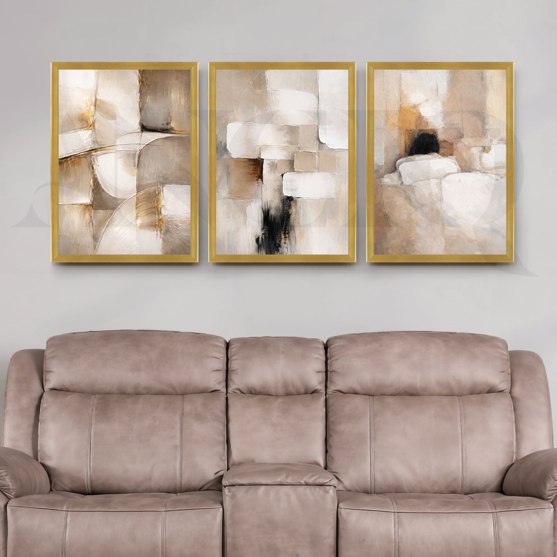 Earthy Textured Abstraction Gallery Wall – Set of 3 Contemporary Artworks - 18 x 24 Inches for Living Room