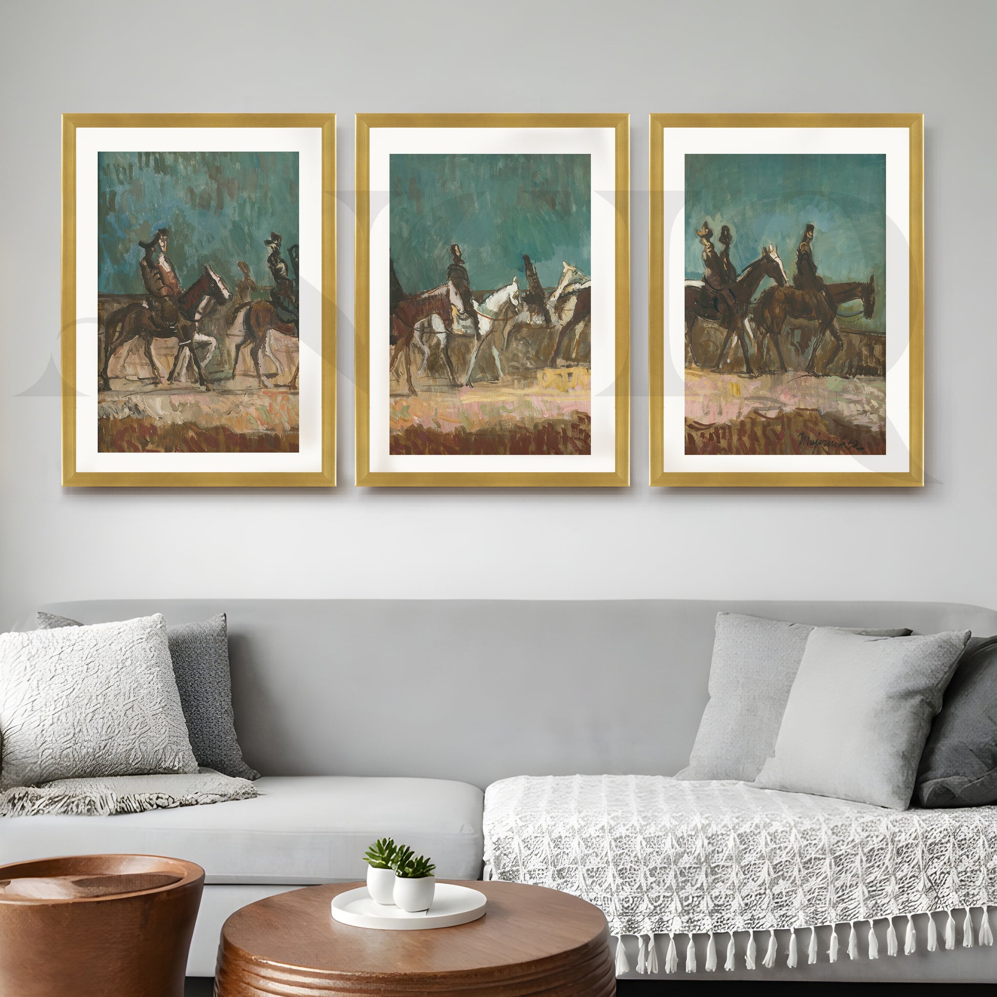 Equestrian Riders Vintage Gallery Wall – Set of 3 Classic Artworks - 18 x 24 Inches for Living Room
