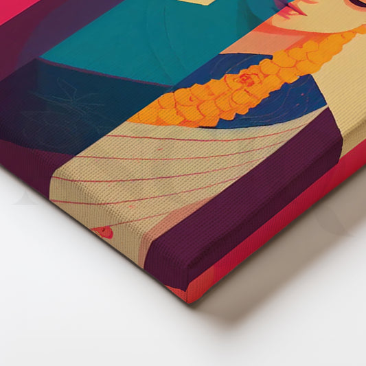 Split-Color Sari Muse Canvas Painting for Living Room
