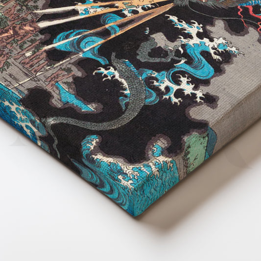 Storm Dragon Ukiyo-e Canvas Painting for Modern Living Room & Home Office