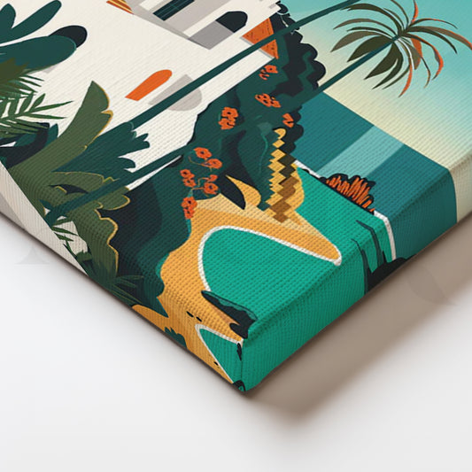 Mediterranean Sun Coast Canvas Painting for Living Room & Dining Room