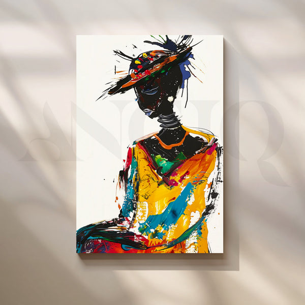 Golden Mask Reverie Canvas Painting for Modern Living Room