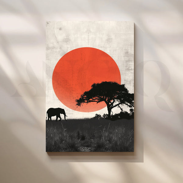 Red Sun Safari Canvas Painting for Living Room