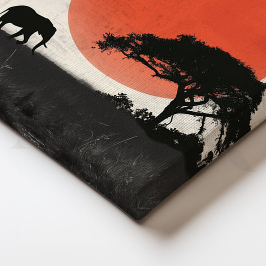 Red Sun Safari Canvas Painting for Living Room