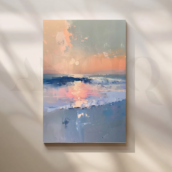 Blush Tide Canvas Painting for Coastal Living Room