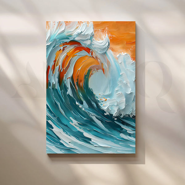 Sunset Breaker Canvas Painting for Living Room/Beach House