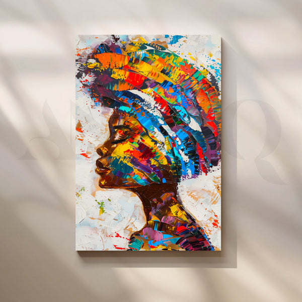 Chromatic Headdress Profile Canvas Pop Art