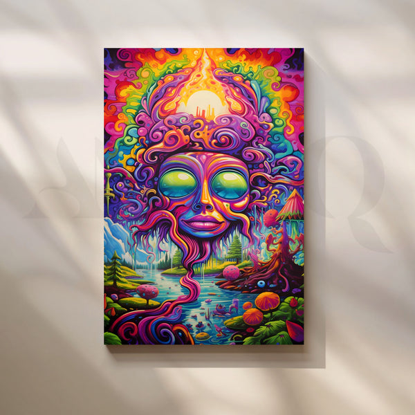 Psychedelic River Goddess Canvas Painting for Gaming Room/Creative Studio