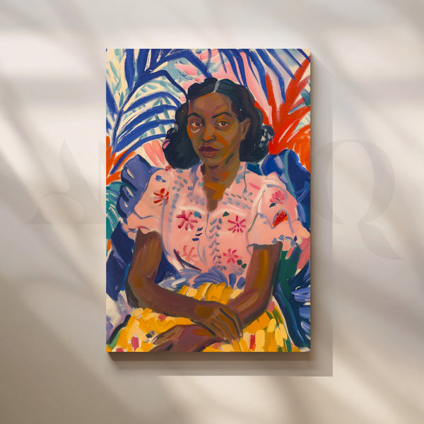 Tropical Reverie Portrait Canvas Painting for Living Room