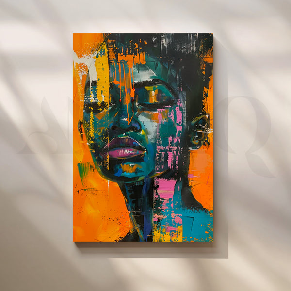 Neon Gaze Abstract Canvas Artwork