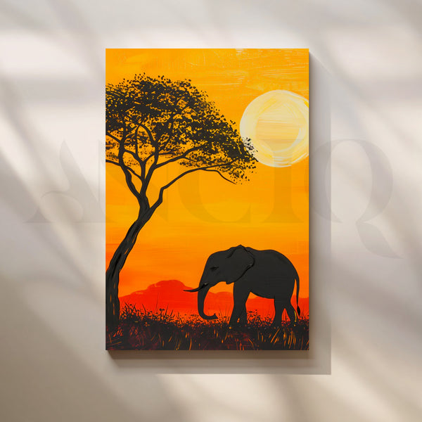Savannah Sunset Elephant Canvas Pop Art