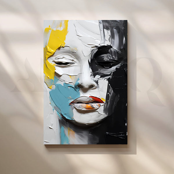 Monochrome Muse Canvas Painting for Modern Living Room