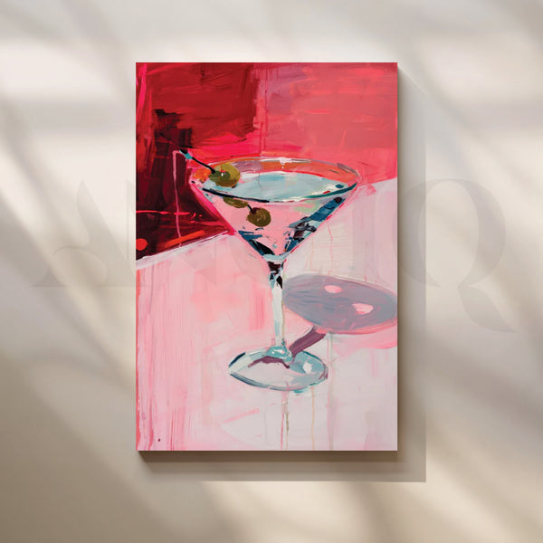 Olive Twist Martini Canvas Painting for Home Bar or Dining Room