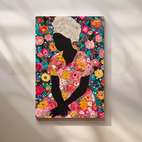 Floral Reverie Silhouette Canvas Painting for Bedroom
