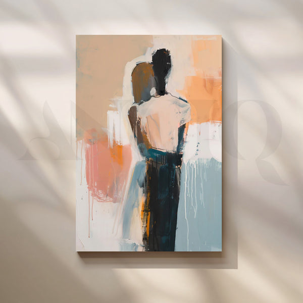 Tender Embrace Canvas Painting for Modern Bedrooms
