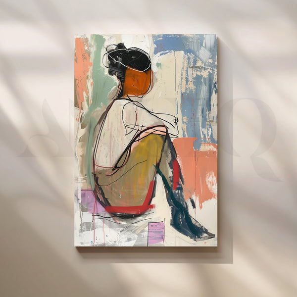 Seated Muse Canvas Painting for Modern Living Room