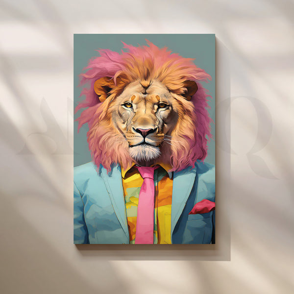Dapper Lion Pop Portrait Canvas Painting for Living Room