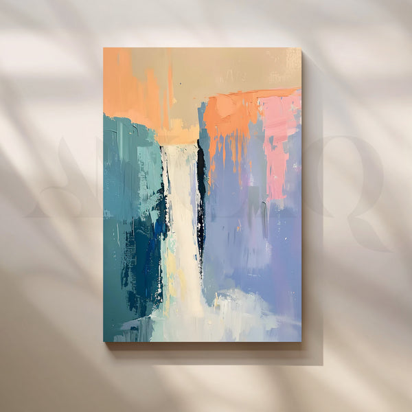 Cascade Calm Waterfall Abstract Canvas Painting for Spa Bathrooms