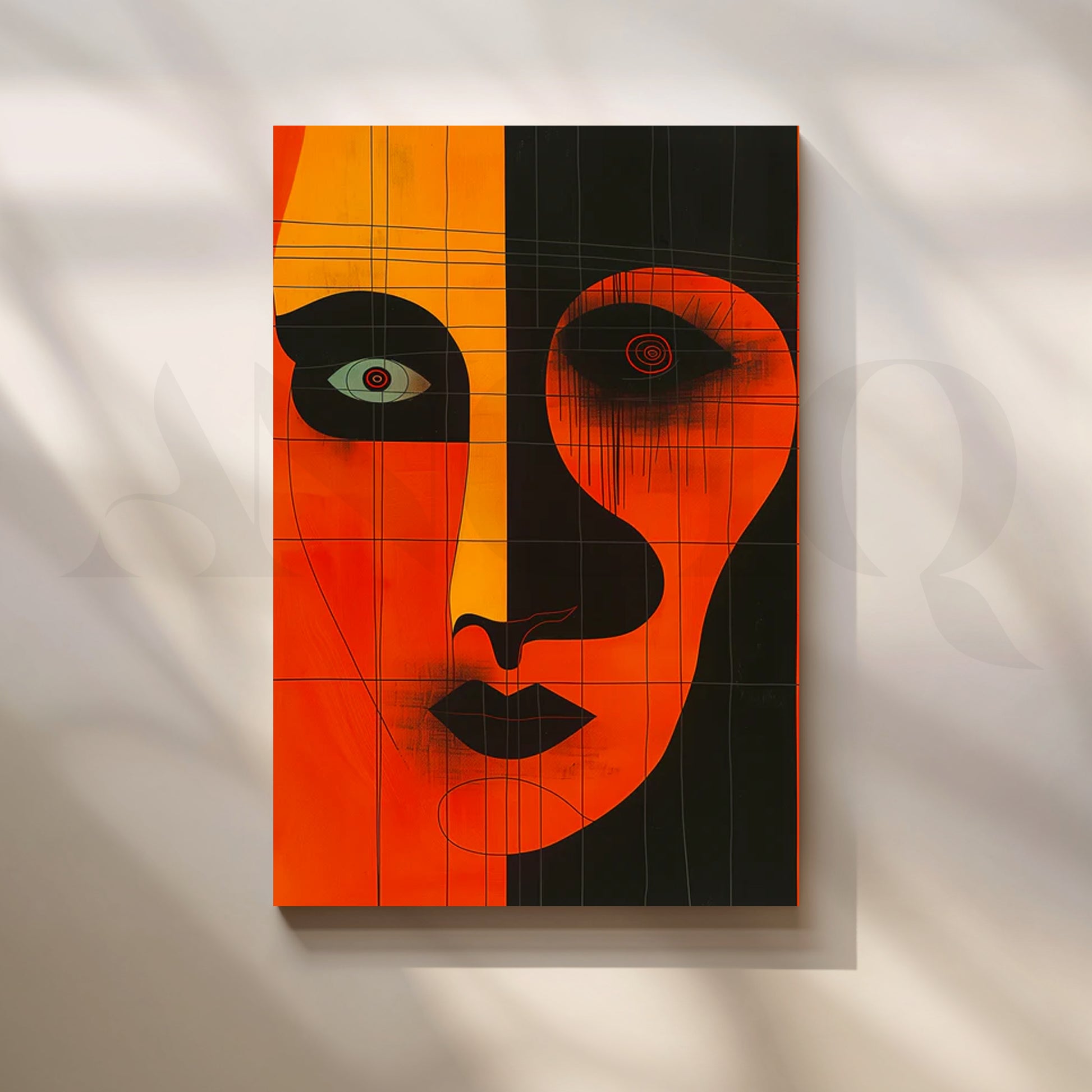 Ember Noir Face Canvas Painting for Living Room