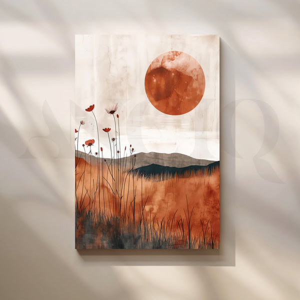 Terracotta Sunfield’ Canvas Painting for Living Room