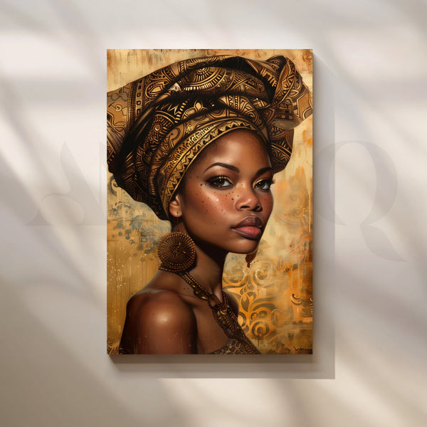 Golden Headdress Muse Canvas Painting for Living Room