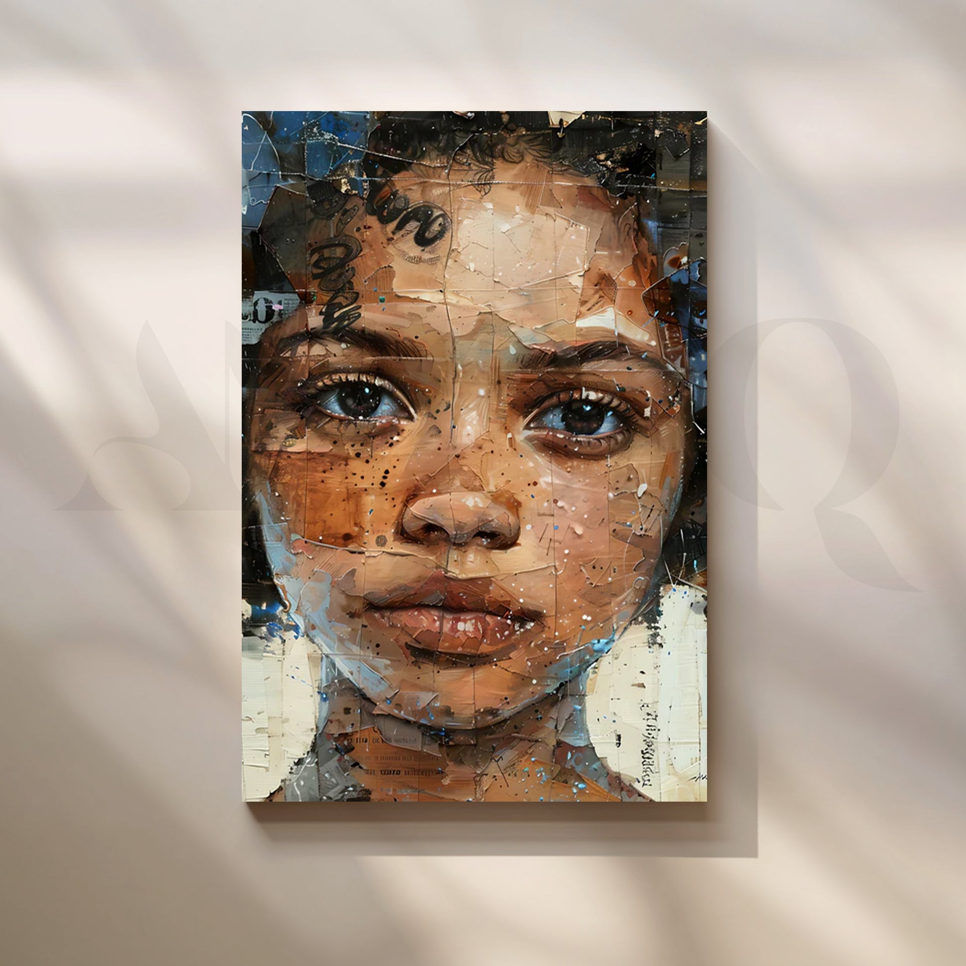 Mosaic Eyes Canvas Painting for Entryway