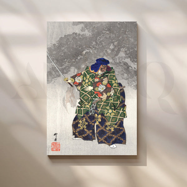 Samurai Warrior Ukiyo-e Canvas Painting for Home Office & Living Room