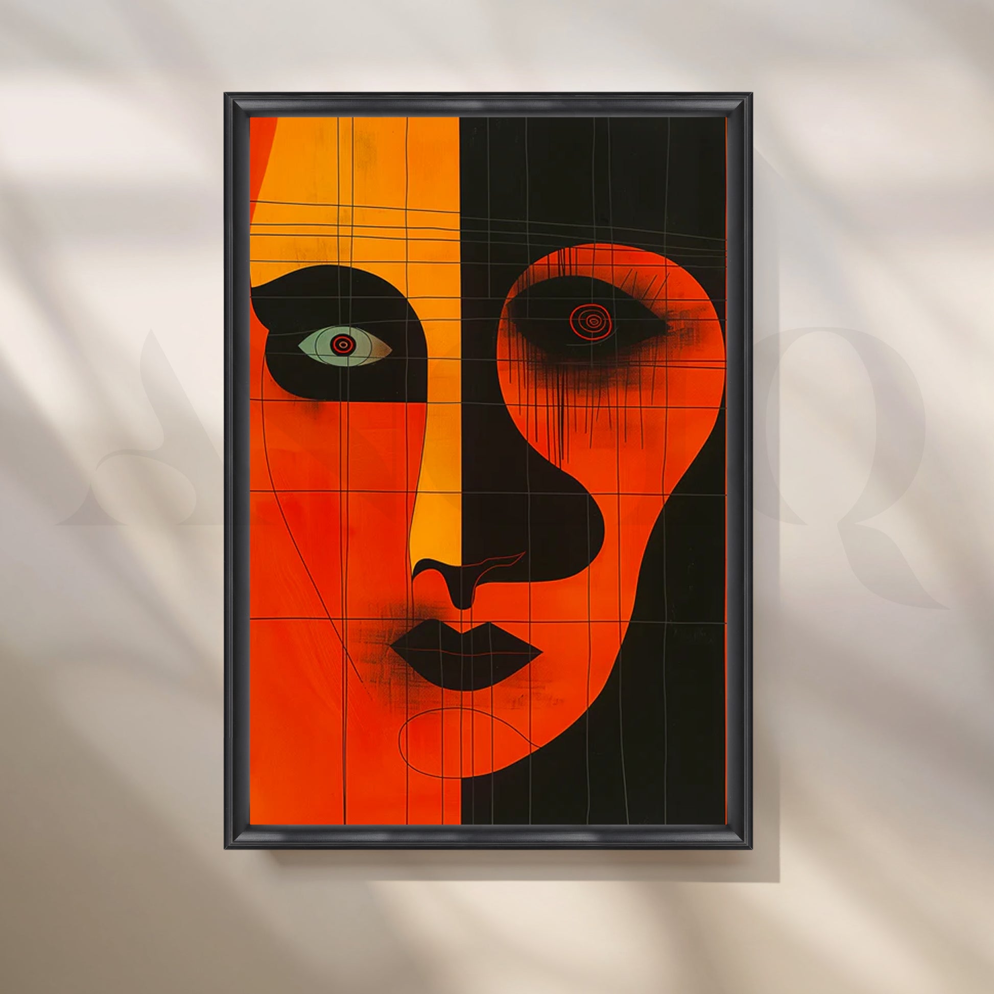 Ember Noir Face Canvas Painting for Living Room