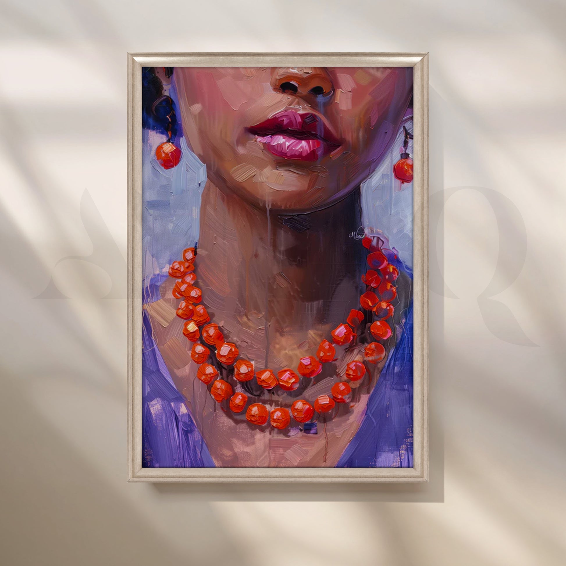 Coral Beads Elegance Canvas Painting for Dressing Room