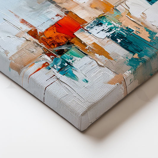 Teal & Ember Abstraction Canvas Painting for Living Room