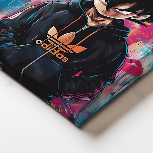 Neon Saiyan Canvas Painting for Game Room or Teen Bedroom