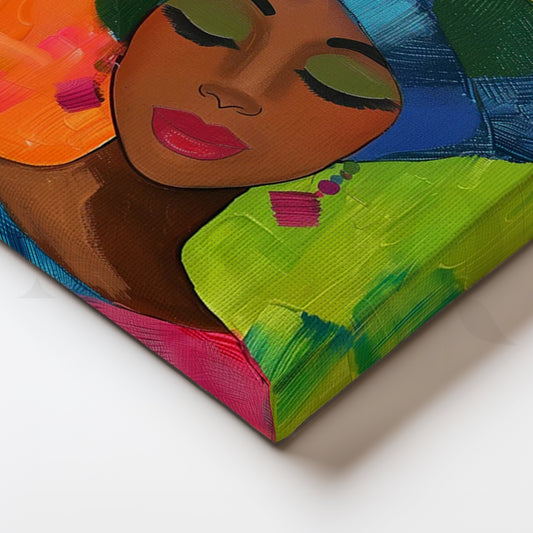 Neon Headwrap Muse Canvas Painting for Bedroom