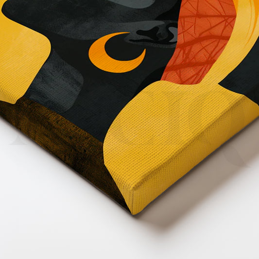 Golden Headwrap Profile Canvas Painting for Bedroom