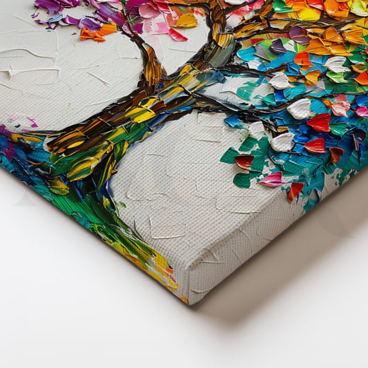 Rainbow Impasto Tree’ Canvas Painting for Living Room