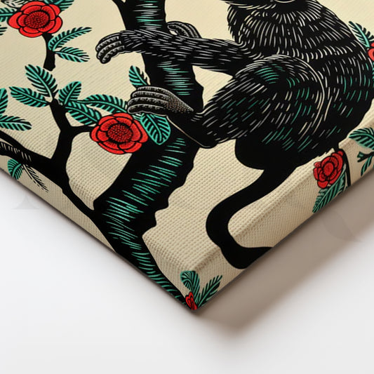 Rose Garden Monkey Canvas Painting for Living Room/Study