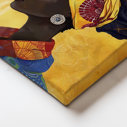 Golden Headwrap Profile Canvas Painting for Entryway