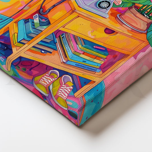 Retro Hotline Canvas Painting for Entryway & Home Office