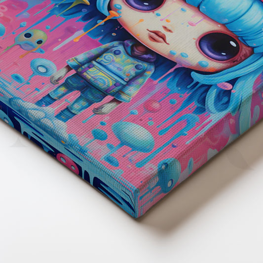 Pastel Drip Galaxy Girl Canvas Painting for Kids Room/Bedroom