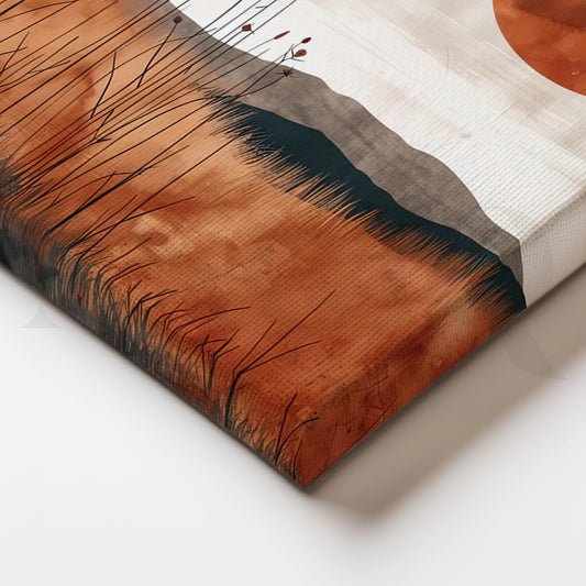 Terracotta Sunfield’ Canvas Painting for Living Room