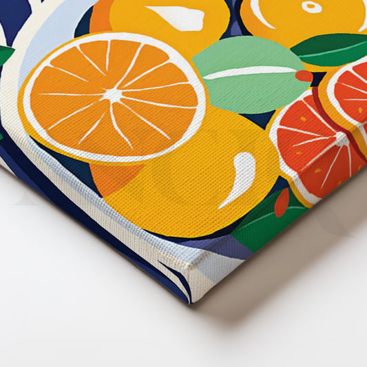 Sunny Citrus Bowl Canvas Painting for Dining Room & Kitchen