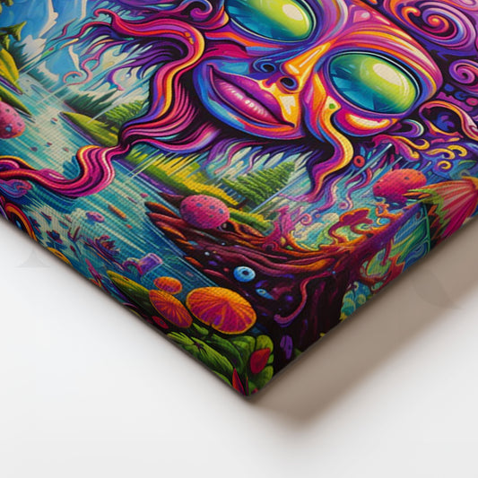 Psychedelic River Goddess Canvas Painting for Gaming Room/Creative Studio