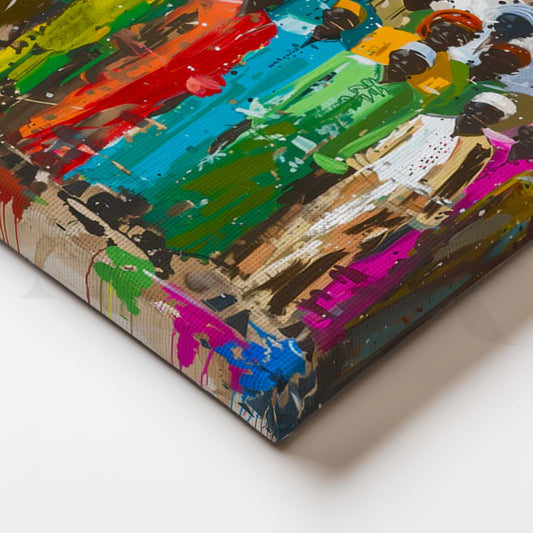 Vibrant Gathering Canvas Painting for Large Living Rooms